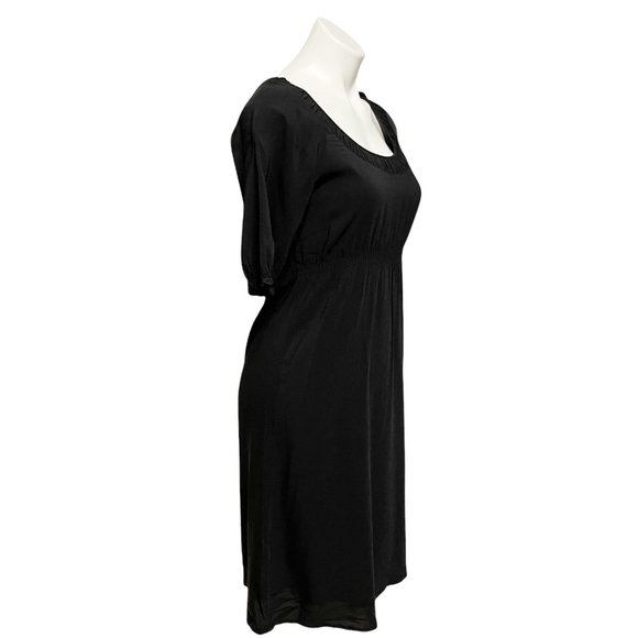 Theory Black Scoop Neck Half Sleeve Dazzell Charm Silk Blend Dress - Picture 3 of 8
